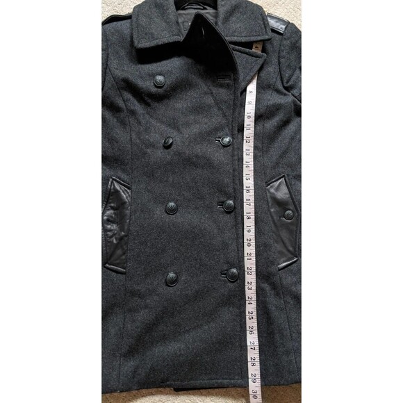 Rag & Bone Women Coat Double Breasted Gray Wool Lamb Leather Preppy Medium - Picture 5 of 12